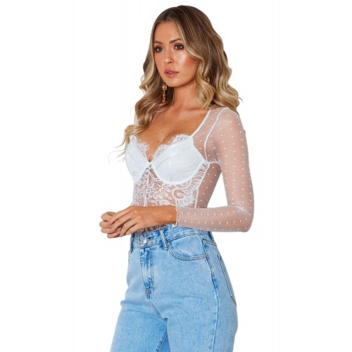 White Decadent Lace Bodysuit