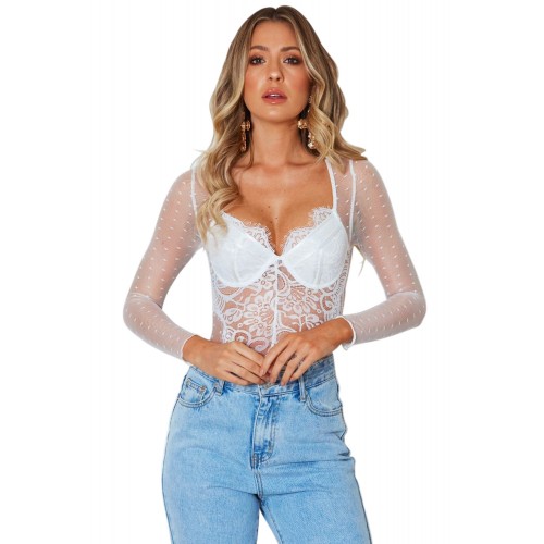 White Decadent Lace Bodysuit