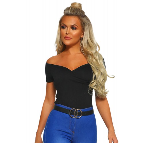 Black Wild Love Bardot Bodysuit