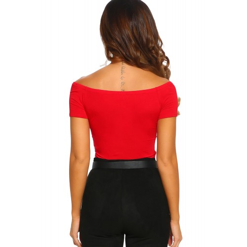 Red Wild Love Bardot Bodysuit