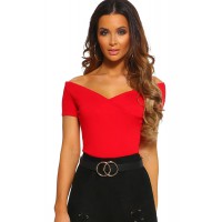 Red Wild Love Bardot Bodysuit