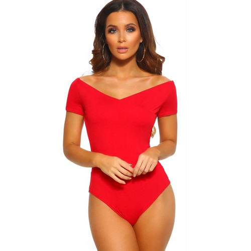 Red Wild Love Bardot Bodysuit