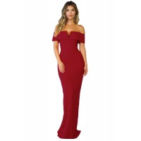 Red Social Event Red Carpet Off-shoulder Party Evening Dress