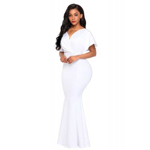 White Off The Shoulder Mermaid Maxi Dress White Off The Shoulder Mermaid Maxi Dress