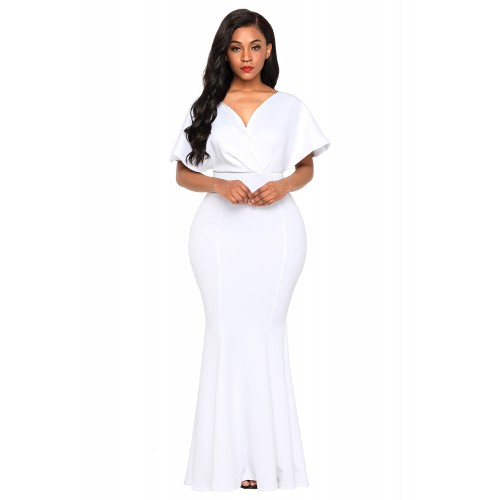 White Off The Shoulder Mermaid Maxi Dress White Off The Shoulder Mermaid Maxi Dress