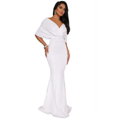 White Off The Shoulder Mermaid Maxi Dress White Off The Shoulder Mermaid Maxi Dress