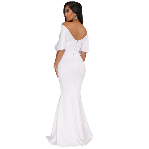 White Off The Shoulder Mermaid Maxi Dress White Off The Shoulder Mermaid Maxi Dress