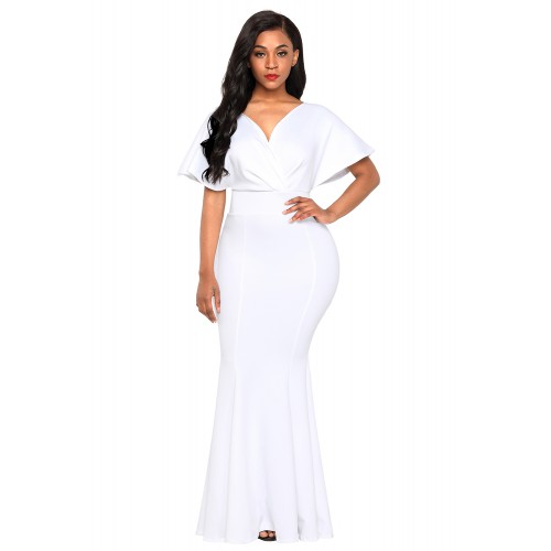 White Off The Shoulder Mermaid Maxi Dress White Off The Shoulder Mermaid Maxi Dress