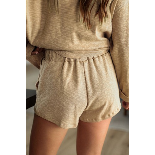 Khaki Pocketed Knit Loungewear Set Khaki Pocketed Knit Loungewear Set