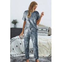 Gray Tie-dye T-shirt Pants PJ Set