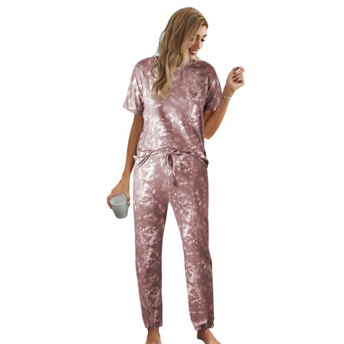 Red Tie-dye T-shirt Pants PJ Set