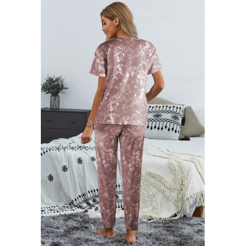Red Tie-dye T-shirt Pants PJ Set