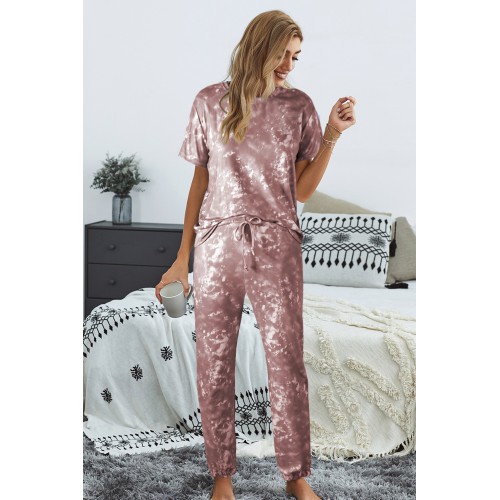 Red Tie-dye T-shirt Pants PJ Set