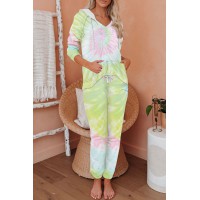 Yellow Utopia Cotton Blend Tie Dye Hoodie Joggers Loungewear
